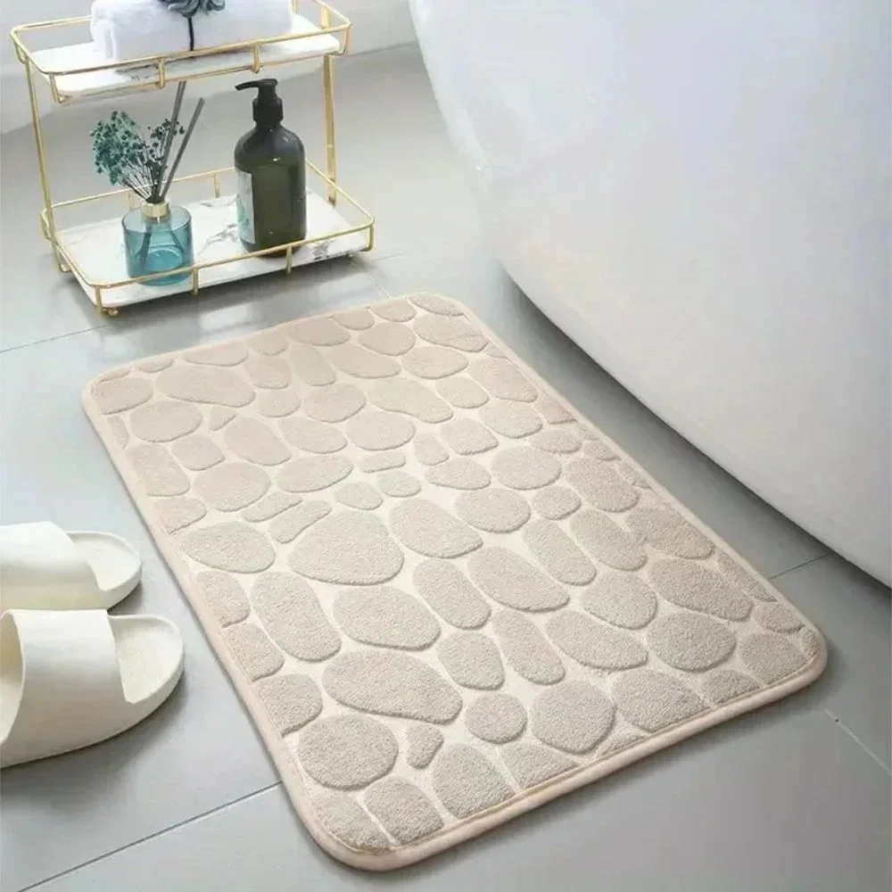 Memory Foam Cobblestone Embossed Bath Rug Mat